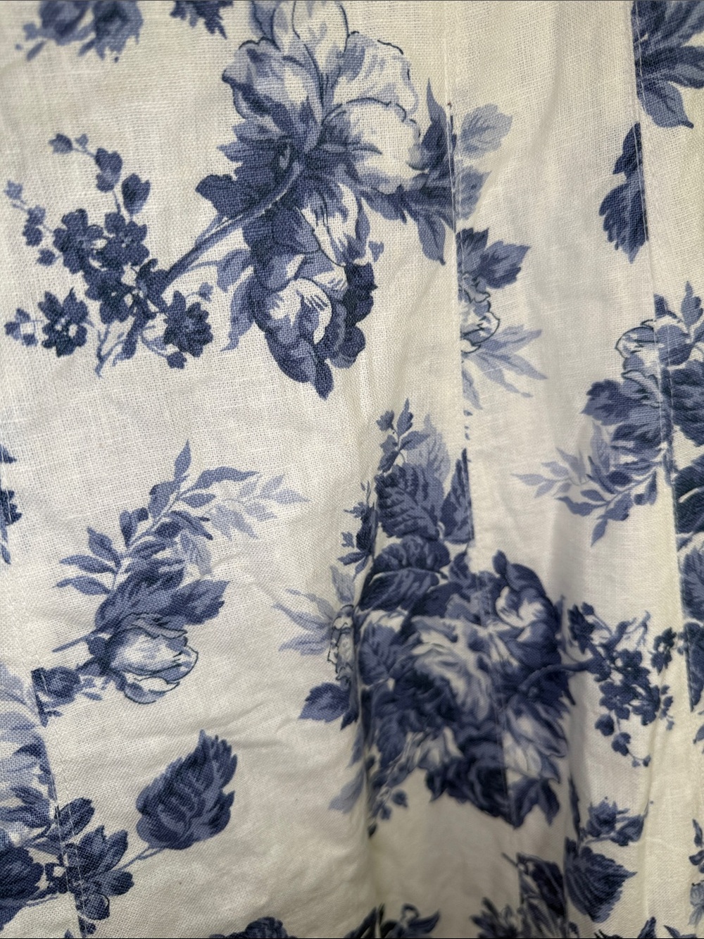 Abercrombie & Fitch Emerson Linen-Blend Wide Strap Midi Dress Blue&White Toile L - Picture 8 of 16